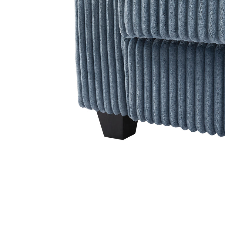 4-seater Corduroy Sofa Couch 133" Modern Sofa with USB Ports, Hidden Storage Arms, Flip-Top Cup Holders for Living Room, Blue