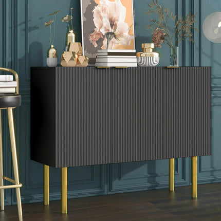 Buffet Sideboard Storage Cabinet Coffee Bar Console Table with Adjustable Shelf, 3 Doors, Black