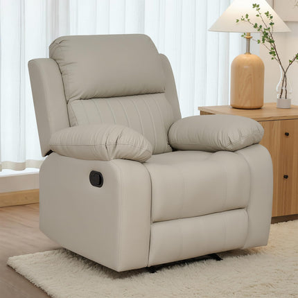 Recliner Chair, Scratch-Resistant Leather Recliner Chairs for Adults, Classic and Traditional Manual Recliner Chair for Small Spaces, Recliner Chairs for Living Room, Beige