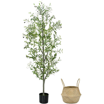 6 FT Faux Olive Tree Indoor, Tall Artificial Silk Olive Tree 6 FT, Large Indoor Fake Olive Trees with Realistic Leaves, Branches, Fruits, Faux Olive Trees Artificial Plants for Home (6 Feet)