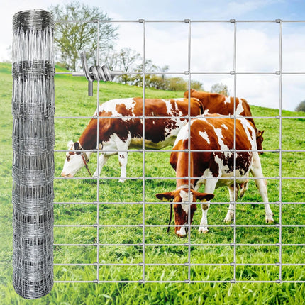 5ft x 164ft Galvanized Farm Fence, Cattle Fence, Hog Wire Fence Panels, Wire Fence Rolls, Heavy Duty Wire Mesh for Deer, Pig, Sheep Enclosure for Yard, Garden, Field Use-14 Gauge