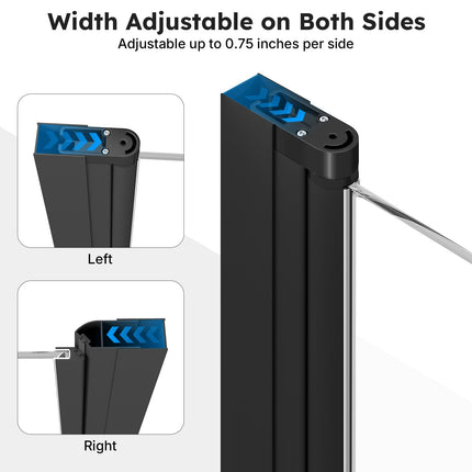 Adjustable 30-31.5" W x 75" H Semi-Frameless Pivot Shower Door, 1/4" (6mm) Clear Tempered Glass Shower Door, Pivot Swing Shower Glass Door, Reversible Installation, Black