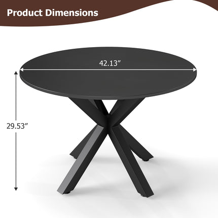 Round Dining Table for 4-6, 42" Modern Kitchen Dining Table with Metal Cross Legs, Small Round Dining Kitchen Tables for Home Dining Room, Apartment, Living Room, Black