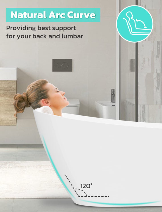 59" Glossy White Acrylic Freestanding Soaking Tub - Contemporary Design with Toe-Tap Drain & Brushed Nickel Overflow - 60 Gal, cUPC Certified