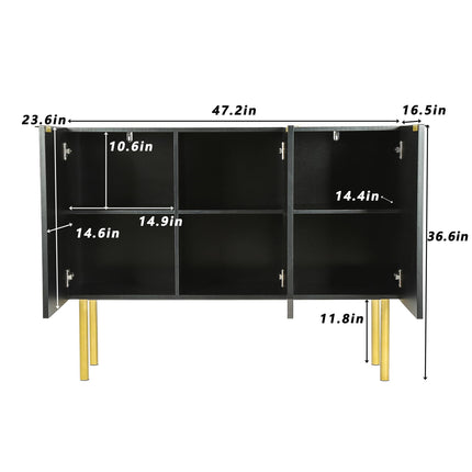 Buffet Sideboard Storage Cabinet Coffee Bar Console Table with Adjustable Shelf, 3 Doors, Black