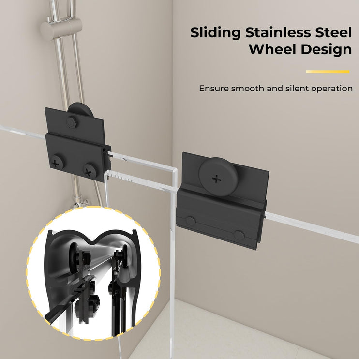 56"-60" W x 72" H Double Sliding Shower Door, Sliding Shower Doors with 1/4" (6mm) Thick Clear Tempered Glass, Silent Soft-Close Shatterproof Shower Door, Stainless Steel Handle, Black