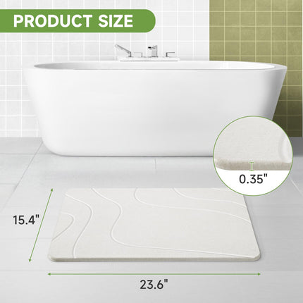 Stone Bath Mat, Diatomaceous Earth Stone Shower Mat for Bathroom, Absorbent Bath Mats, Barhroom Floor Mat, Quick Drying, Easy to Clean, 23.6 x 15.4