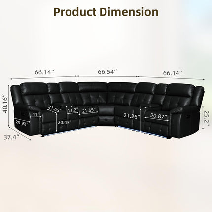 Power Leather Reclining Sofa with LED, Leather Couch with USB Port & Cup Holder/Storage Console for Living Room, Modern Power Recliner Sofa Sets with 2 Recliner Sectional, Brown