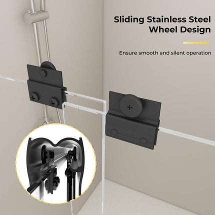 44"-48"W x 72"H Double Sliding Shower Door, Bathroom Sliding Shower Door with 1/4" (6mm) Thick Clear Tempered Glass, Silent Soft-Close Shatterproof Shower Door, Stainless Steel Handle, Black