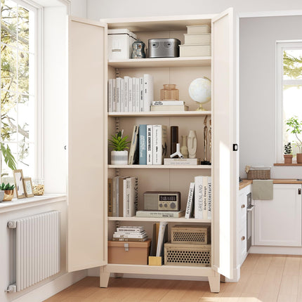 70.87" Tall Metal Storage Cabinet with 3-Digit Combination Lock, Steel Pantry Cabinet with 4 Adjustable Shelves & 2 Doors, Secure Freestanding Organizer for Home, Office, Garage, Beige