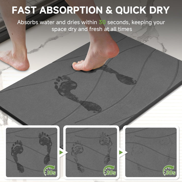 Stone Bath Mat, Diatomaceous Earth Stone Shower Mat for Bathroom, Absorbent Bath Mats, Barhroom Floor Mat, Quick Drying, Easy to Clean, 23.6 x 15.4