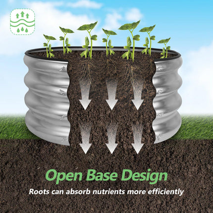 2x2x1ft Round Galvanized Raised Garden Bed Kits, Raised Garden Bed Metal Planter Outdoor Easy Assembly Garden Bed for Planting Vegetables, Fruits & Flowers, Sliver