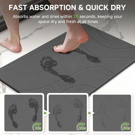 Stone Bath Mat, Diatomaceous Earth Stone Shower Mat for Bathroom, Absorbent Bath Mats, Barhroom Floor Mat, Quick Drying, Easy to Clean, 23.6 x 15.4