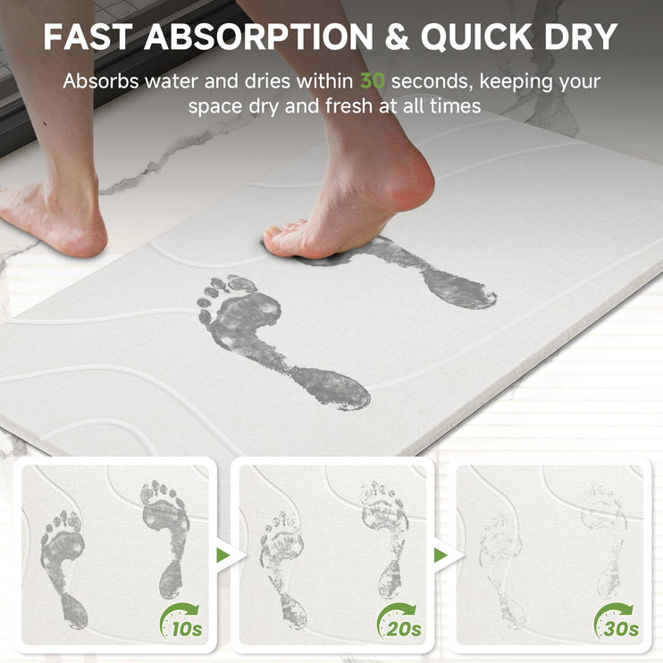 Stone Bath Mat, Diatomaceous Earth Stone Shower Mat for Bathroom, Absorbent Bath Mats, Barhroom Floor Mat, Quick Drying, Easy to Clean, 23.6 x 15.4