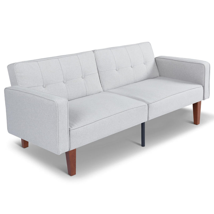 Futon Sofa Bed Futon Couch Loveseat, Convertible Recliner Lounge with Adjustable Backrest, Foam and Spring Cushions for Living Room Apartment Office, Light Gray, Fabric