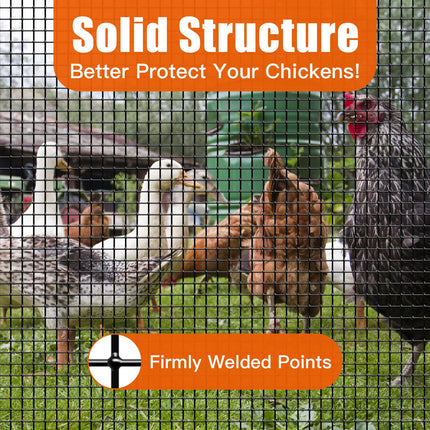 24" x 50' / 24" x 100' 1/4inch  PVC Hardware Cloth Vinyl Coated Chicken Wire Fence Galvanized Welded Mesh Roll for Home Garden Rabbit Cage, Black-PVC