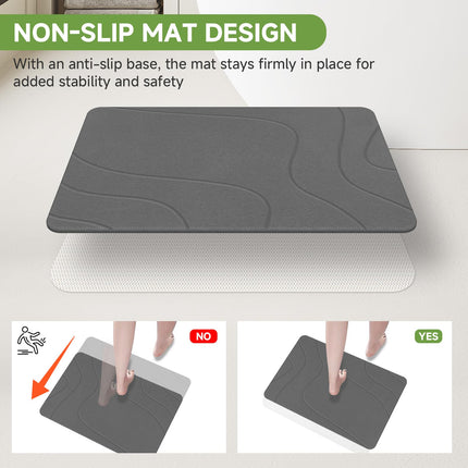 Stone Bath Mat, Diatomaceous Earth Stone Shower Mat for Bathroom, Absorbent Bath Mats, Barhroom Floor Mat, Quick Drying, Easy to Clean, 23.6 x 15.4