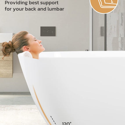 63" Acrylic Freestanding Bathtub, Glossy White Contemporary Soaking Tub with Toe-Tap Chrome Drain, Integrated Slotted Brushed Nickel Overflow, 61 Gal cUPC Certified Tub