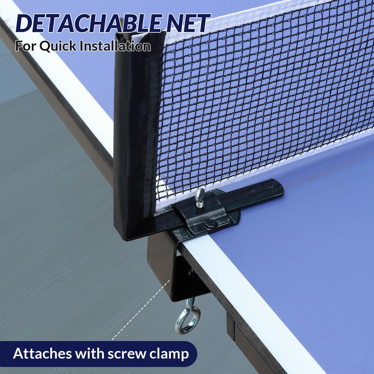 Portable Table Tennis Table, 9FT Foldable Ping Pong Game Set for Indoor/Outdoor, Ping Pong Table Top with Net, 2 Paddles and 3 Balls, Table Tennis Set 10 Minute Quick & Easy Assembly