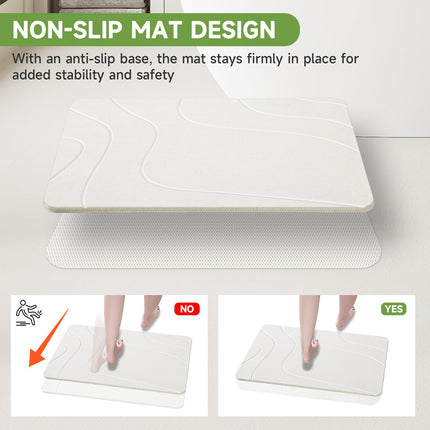 Stone Bath Mat, Diatomaceous Earth Stone Shower Mat for Bathroom, Absorbent Bath Mats, Barhroom Floor Mat, Quick Drying, Easy to Clean, 23.6 x 15.4