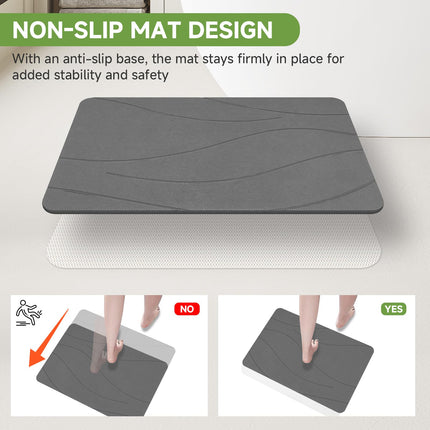 Stone Bath Mat, Diatomaceous Earth Stone Shower Mat for Bathroom, Absorbent Bath Mats, Barhroom Floor Mat, Quick Drying, Easy to Clean, 23.6 x 15.4