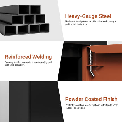 36.6'' Package Delivery Box for Outside, Anti-Theft Parcel Drop Box with Lock, Mail and Package Storage for Porch, Courtyard Entrance, Garage, or Apartment Door, Black and Brown