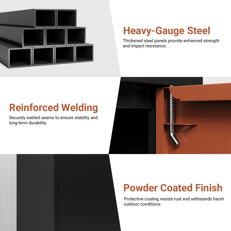 36.6'' Package Delivery Box for Outside, Anti-Theft Parcel Drop Box with Lock, Mail and Package Storage for Porch, Courtyard Entrance, Garage, or Apartment Door, Black and Brown