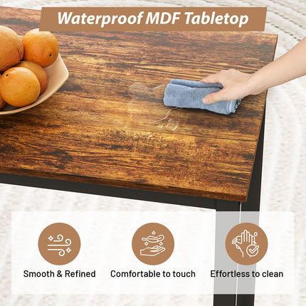 Dining Table Set for 2, 3-Piece Bar Table and Chairs Set, Kitchen Table and Chairs, High Top Table with 2 PU Upholstered Stools, Space-Saving Pub Table Sets for Small Space, Brown