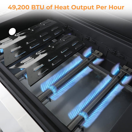 4 Burner Propane Grill with Built-in Thermometer, Durable Lid, Wheels, Foldable Side Tables, Stainless Steel Grilling Pan, 49,200 BTU Gas Grill for Patio, Garden Barbecues