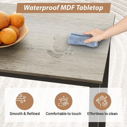 Dining Table Set for 2, 3-Piece Bar Table and Chairs Set, Kitchen Table and Chairs, High Top Table with 2 PU Upholstered Stools, Space-Saving Pub Table Sets for Small Space, Gray