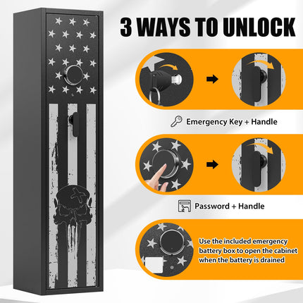 6 Gun Safe, Rifle Gun Safe Quick Access Rifle Safe for Home, Digital Keypad Gun Cabinet with Adjustable Gun Rack, Pistol Bags and Storage Boxes, LED Light