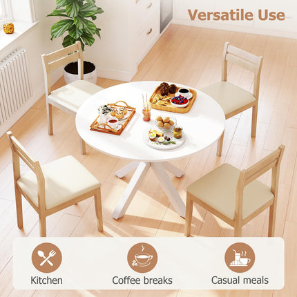 Round Dining Table for 4-6, 42" Modern Kitchen Dining Table with Metal Cross Legs, Small Round Dining Kitchen Tables for Home Dining Room, Apartment, Living Room, White