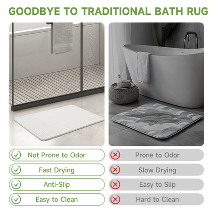 Stone Bath Mat, Diatomaceous Earth Stone Shower Mat for Bathroom, Absorbent Bath Mats, Barhroom Floor Mat, Quick Drying, Easy to Clean, 23.6 x 15.4
