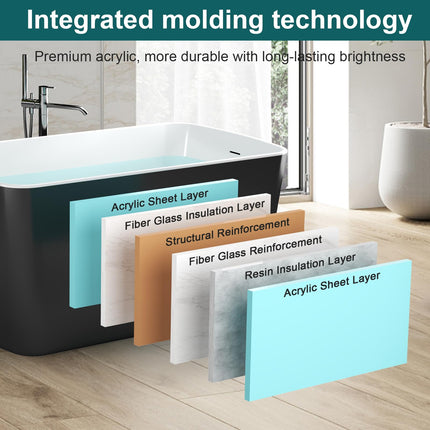 49" Glossy White Acrylic Freestanding Soaking Tub w/Seat- Contemporary Design with Toe-Tap Drain & Brushed Nickel Overflow - 55 Gal, cUPC Certified