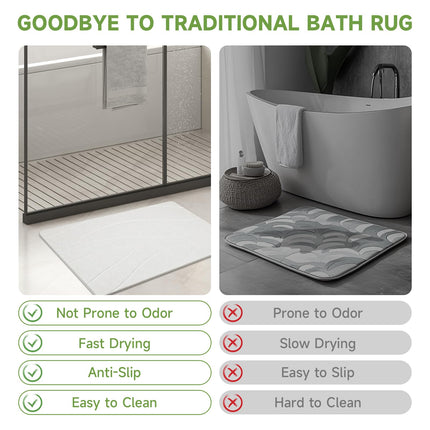 Extra Large Stone Bath Mat, 31.5 x 19.7 White/Dark Grey Diatomaceous Earth Stone Shower Mat for Bathroom, Large Absorbent Bath Mats, Non-Slip Bathroom Floor Mat, Quick Dry, Easy to Clean