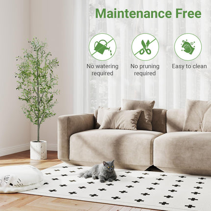 6 FT Faux Olive Tree Indoor, Tall Artificial Silk Olive Tree 6 FT, Large Indoor Fake Olive Trees with Realistic Leaves, Branches, Fruits, Faux Olive Trees Artificial Plants for Home (6 Feet)