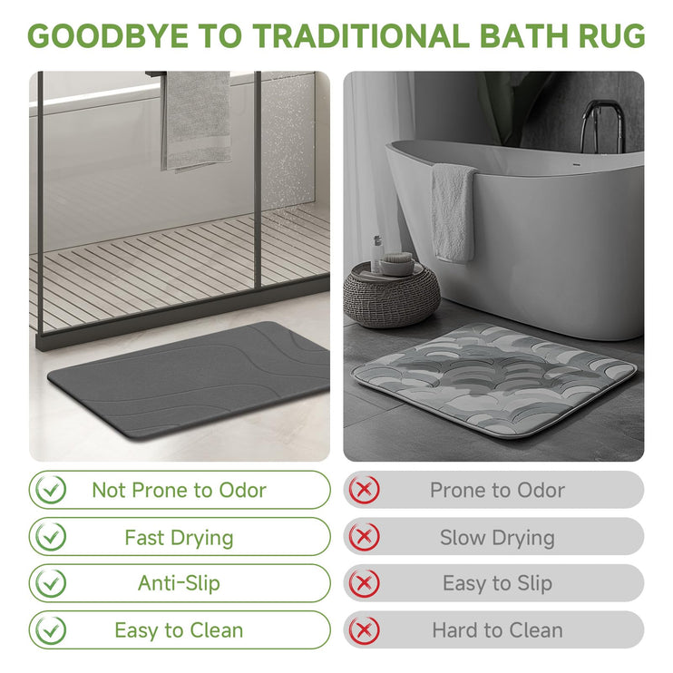 Stone Bath Mat, Diatomaceous Earth Stone Shower Mat for Bathroom, Absorbent Bath Mats, Barhroom Floor Mat, Quick Drying, Easy to Clean, 23.6 x 15.4