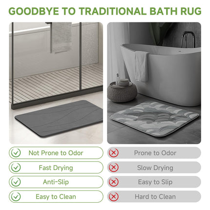 Stone Bath Mat, Diatomaceous Earth Stone Shower Mat for Bathroom, Absorbent Bath Mats, Barhroom Floor Mat, Quick Drying, Easy to Clean, 23.6 x 15.4