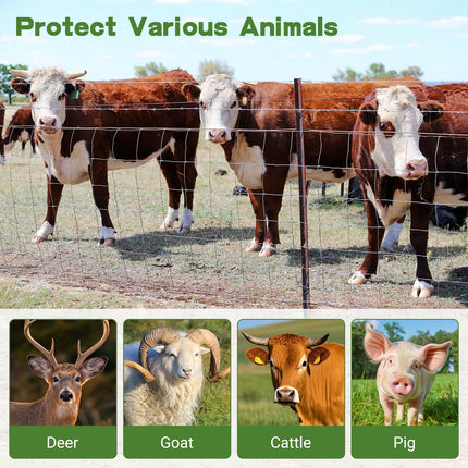 5ft x 164ft Farm Fence, Wire Fence Rolls, Galvanized Farm Fence, Cattle Fence, Hog Wire Fence Panels, Heavy Duty Wire Mesh for Deer, Pig, Sheep Enclosure for Yard, Garden, Field Use-13 Gauge