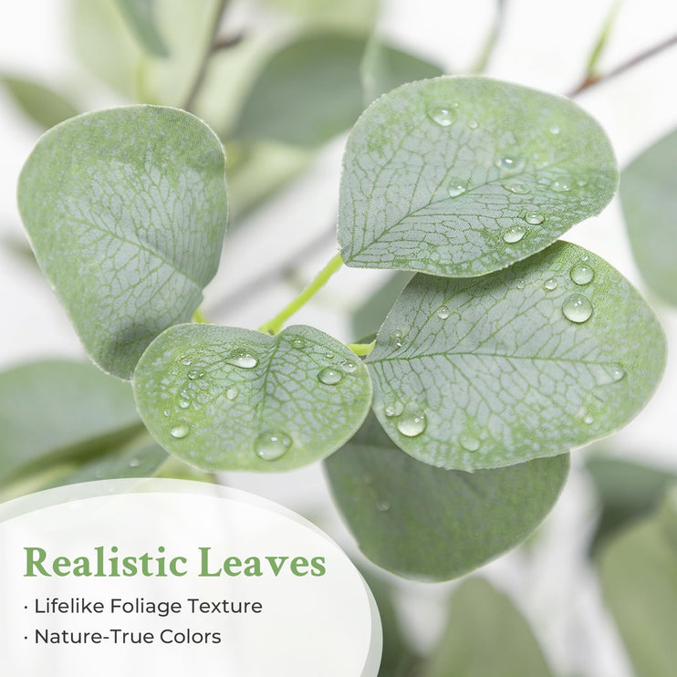 6FT Artificial Eucalyptus Tree with Wicker Basket & Black Pot, Indoor Green Faux Eucalyptus Trees, Fake Eucalyptus Plants with Lifelike Leaves & Natural Trunk for Home Office Bedroom, 1 Pack