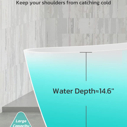 Freestanding Bathtub, 55 inch Acrylic Free Standing Soaking Bathroom Tub with Brushed Nickel-Finished Overflow and Anti-Clogging Drain, Easy Installation