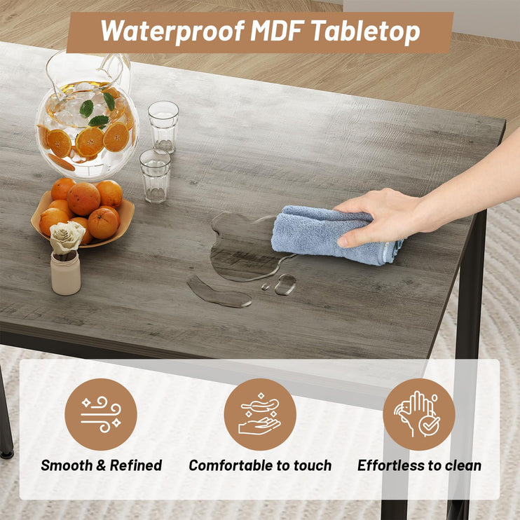 Dining Table Set for 6, 7-Piece Bar Table Set, Kitchen Table and Chairs, Counter Height High Top Table with 6 PU Upholstered Stools, Space-Saving Pub Tables Set for Small Space, Grey