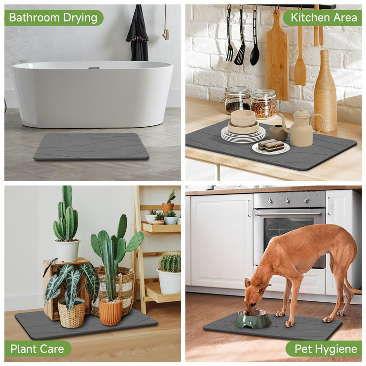 Stone Bath Mat, Diatomaceous Earth Stone Shower Mat for Bathroom, Absorbent Bath Mats, Barhroom Floor Mat, Quick Drying, Easy to Clean, 23.6 x 15.4