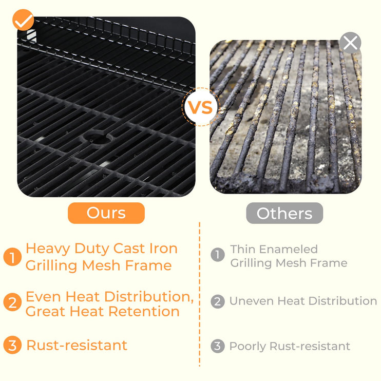 4 Burner Propane Grill with Built-in Thermometer, Durable Lid, Wheels, Foldable Side Tables, Stainless Steel Grilling Pan, 49,200 BTU Gas Grill for Patio, Garden Barbecues