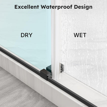 56"-60" W x 75" H Frameless Shower Door, Double Sliding Shower Doors with 5/16" (8mm) Clear Tempered Glass, Noiseless Shatterproof Shower Door, 304 Stainless Steel, Black