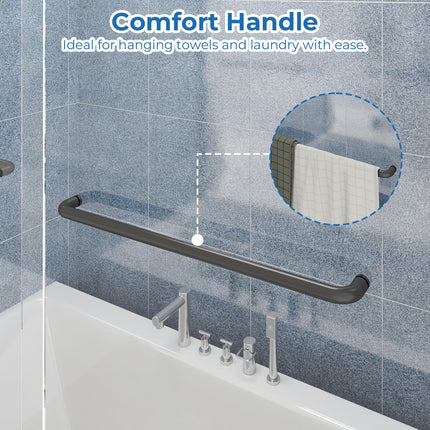 56-60" W Tub Shower Door, Bathtub Sliding Doors, Double Sliding Shower Door w/ 1/4" (6mm) SGCC Shatterproof Tempered Glass, Aluminium Alloy & Stainless Steel, Black