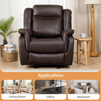 Adjustable Recliner Sofa Set, 2-Piece Reclining Couch (1+3, 2+3), Single Seat Recliner & Sofa Set with PU Leather, Cup Holders, Ergonomic Backrest & Angle Adjustment for Living Room & Office, Brown Seat