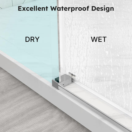 56"-60" W x 76" H Frameless Sliding Shower Door, Bathroom Sliding Door with 1/4'' Tempered Glass, Explosion-Proof Film, Silent Soft-Close Shower Door, Stainless Steel Handle, Brushed Nickel
