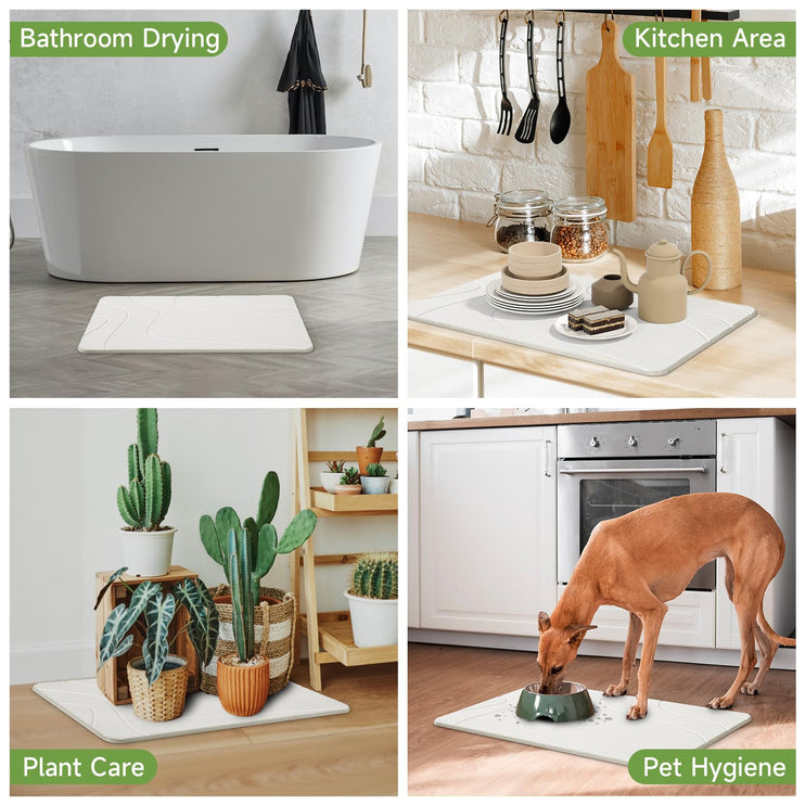 Stone Bath Mat, Diatomaceous Earth Stone Shower Mat for Bathroom, Absorbent Bath Mats, Barhroom Floor Mat, Quick Drying, Easy to Clean, 23.6 x 15.4