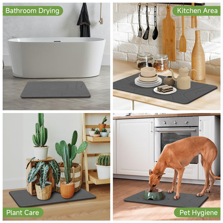 Stone Bath Mat, Diatomaceous Earth Stone Shower Mat for Bathroom, Absorbent Bath Mats, Barhroom Floor Mat, Quick Drying, Easy to Clean, 23.6 x 15.4